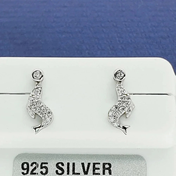 "925 Sterling Silver CZ Stud Earrings for Women/Girl, US925P1242 - Picture 3 of 8